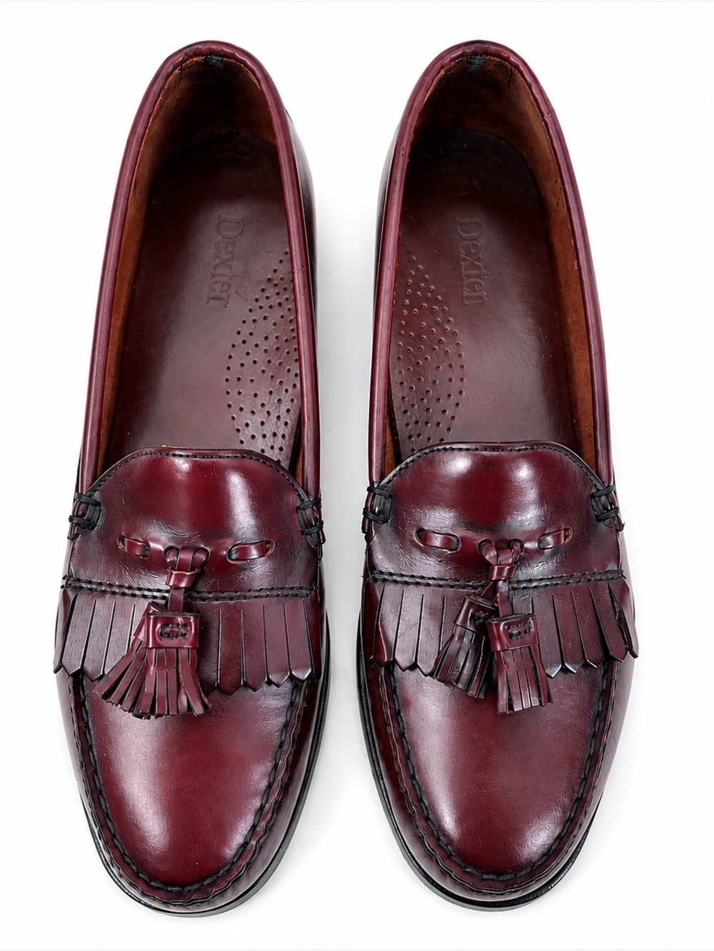 Vintage Dexter Handsewn USA Women’s Burgundy Leather Kiltie Tassel Loafers 11B